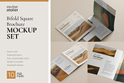 Bifold Square Brochure Mockup Set, a Print Template by mockupatelier (Thumbnail 1 of 13)