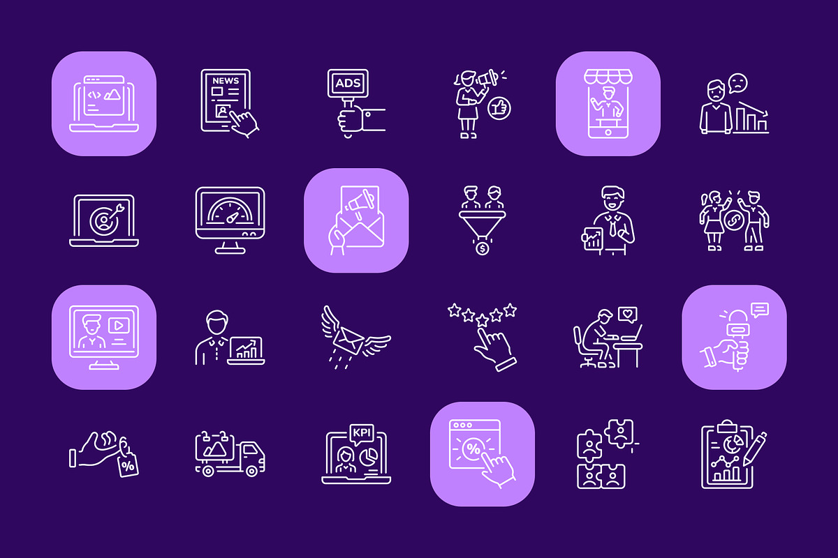 Marketing and Advertising Icons, an Outline Icon by Prosymbols (Photo 6 of 7)