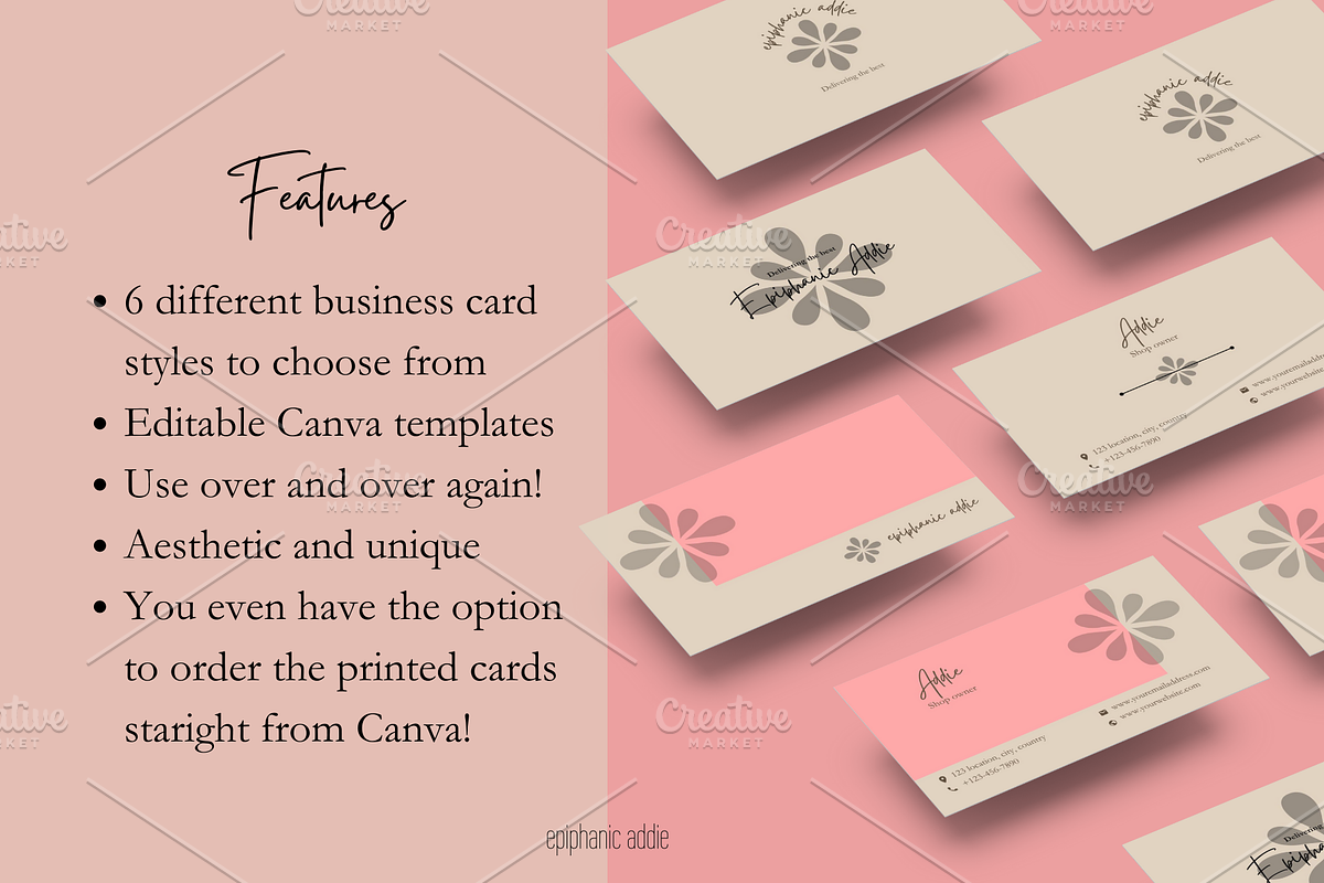 Beige and Pink Business Cards, a Branding & Logo Template by Epiphanic Addie (Photo 2 of 4)