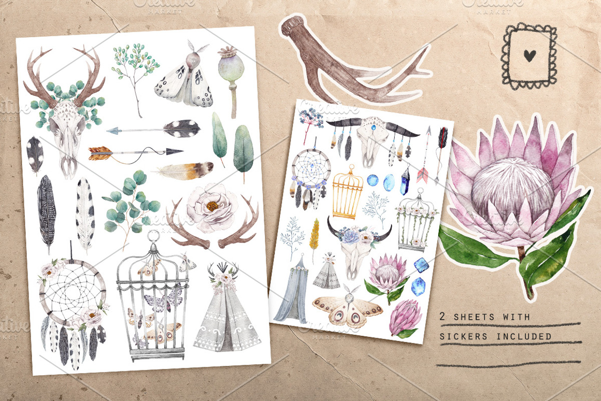 BOHO FLOWERS watercolor set, an Illustration by Natali Smolova (Photo 2 of 5)