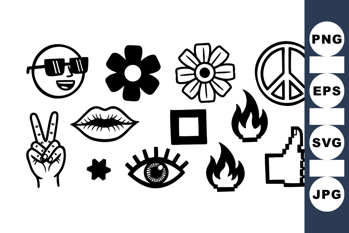 Retro Black Icon Clipart Set, an Illustration by designvectx (Photo 1 of 3)
