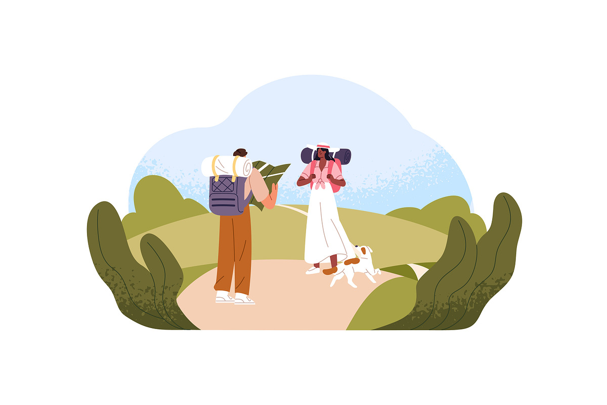 Tourists travel with map set, a Person Illustration by PaperTrident (Photo 6 of 9)