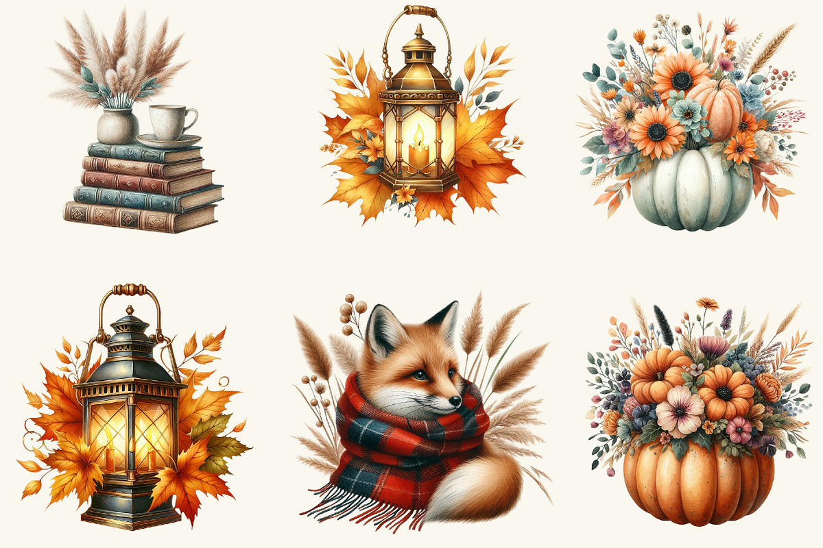 Boho Autumn Clipart, a Work Illustration by cherrydesign (Photo 3 of 3)