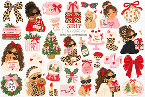 Girly Christmas Clipart Leopard Bow