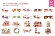 Watercolor Sunglasses Clipart, a Decorative Illustration by BerryPieArt (Thumbnail 2 of 4)
