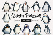 Penguin Clipart Graphics, an Animal Illustration by PaintPixelCo (Thumbnail 1 of 10)