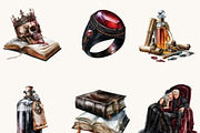 Watercolor Gothic Romance Clipart, a Person Illustration by BusyDaydesign (Thumbnail 6 of 9)