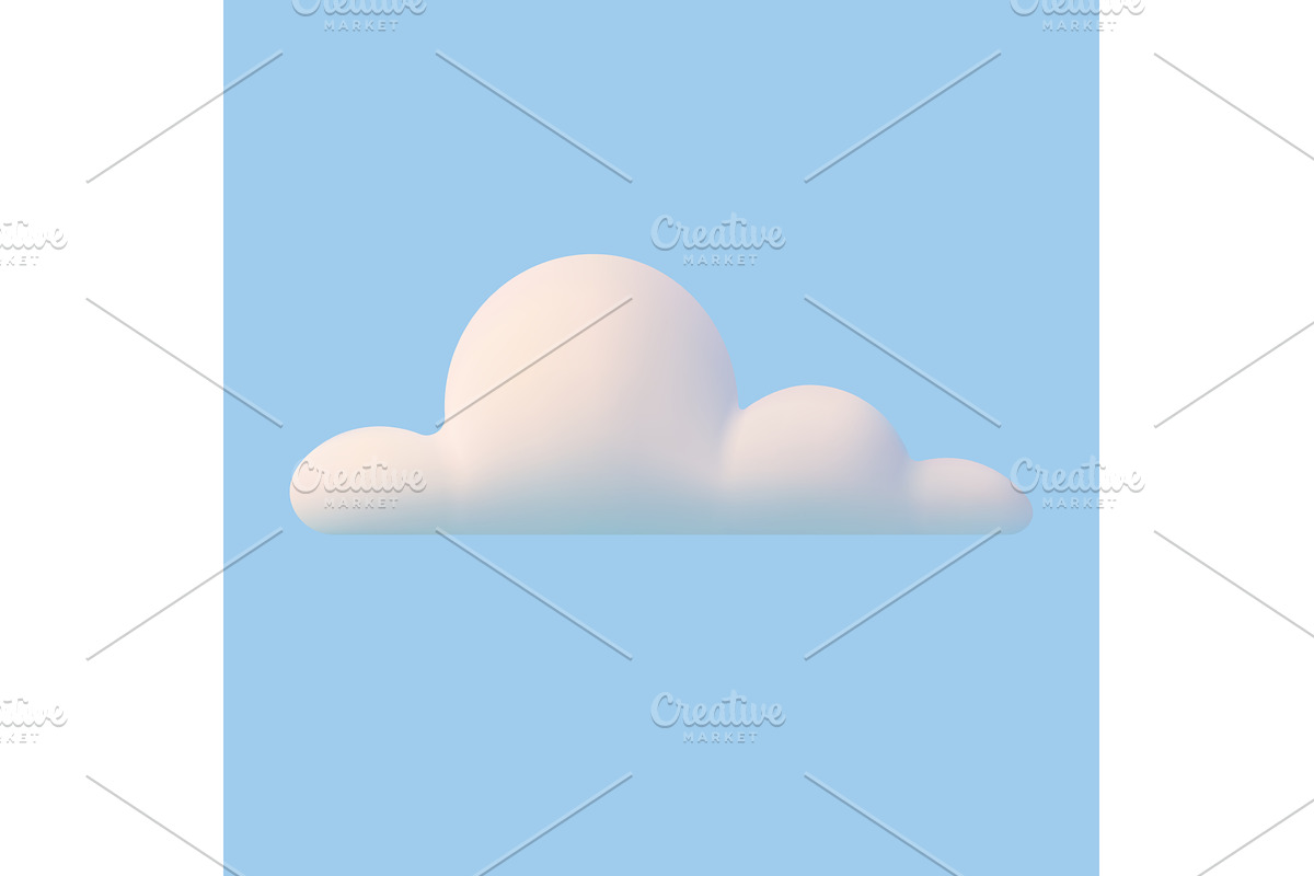 3d white simple clouds., an Object Illustration by ModVector