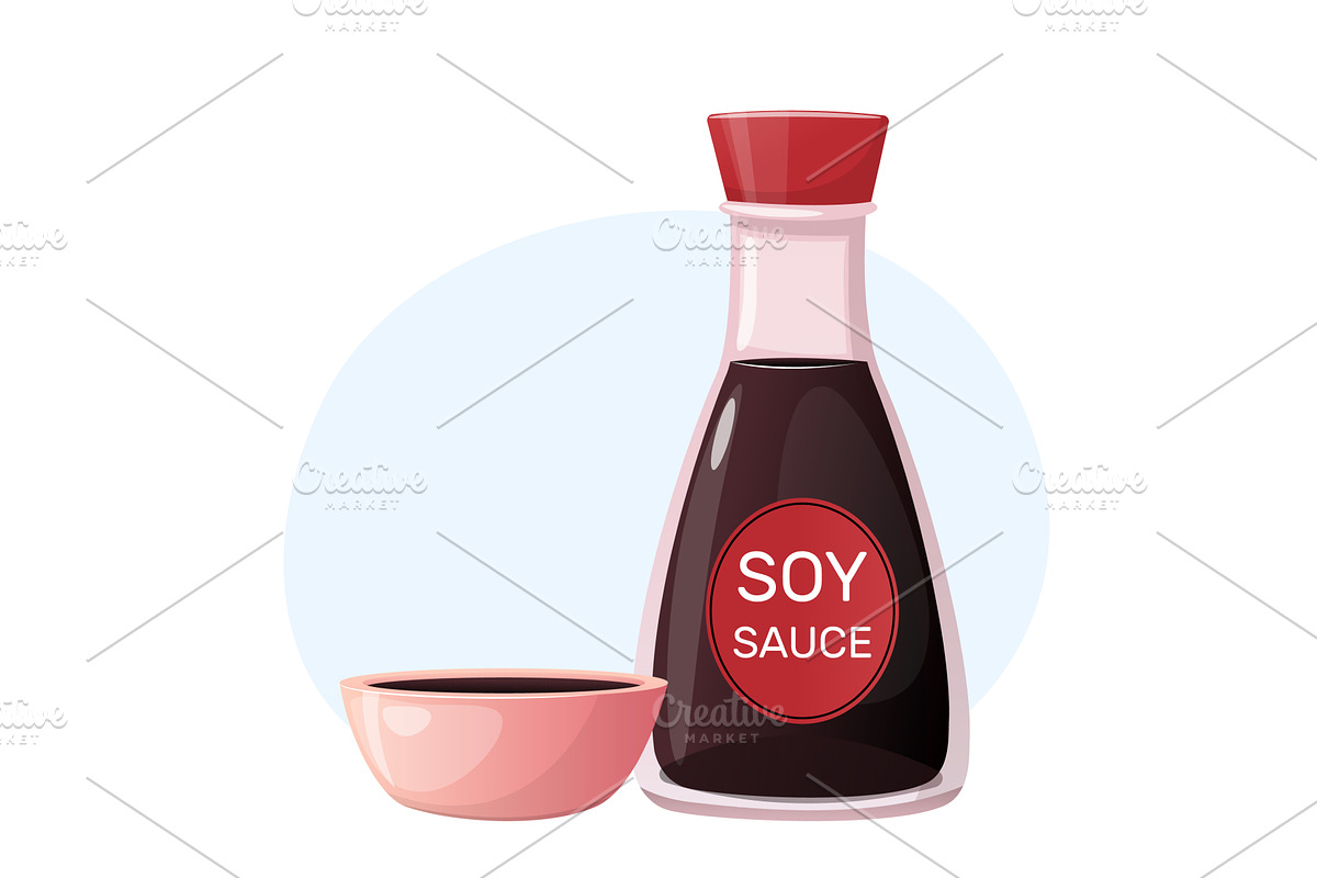 Traditional Asian soy sauce in, a Food Illustration by Vectorbuum