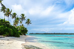 Anini Marae Beach on Huahine, French Polynesia, with turquoise w, a Nature Photo by GoodGoods