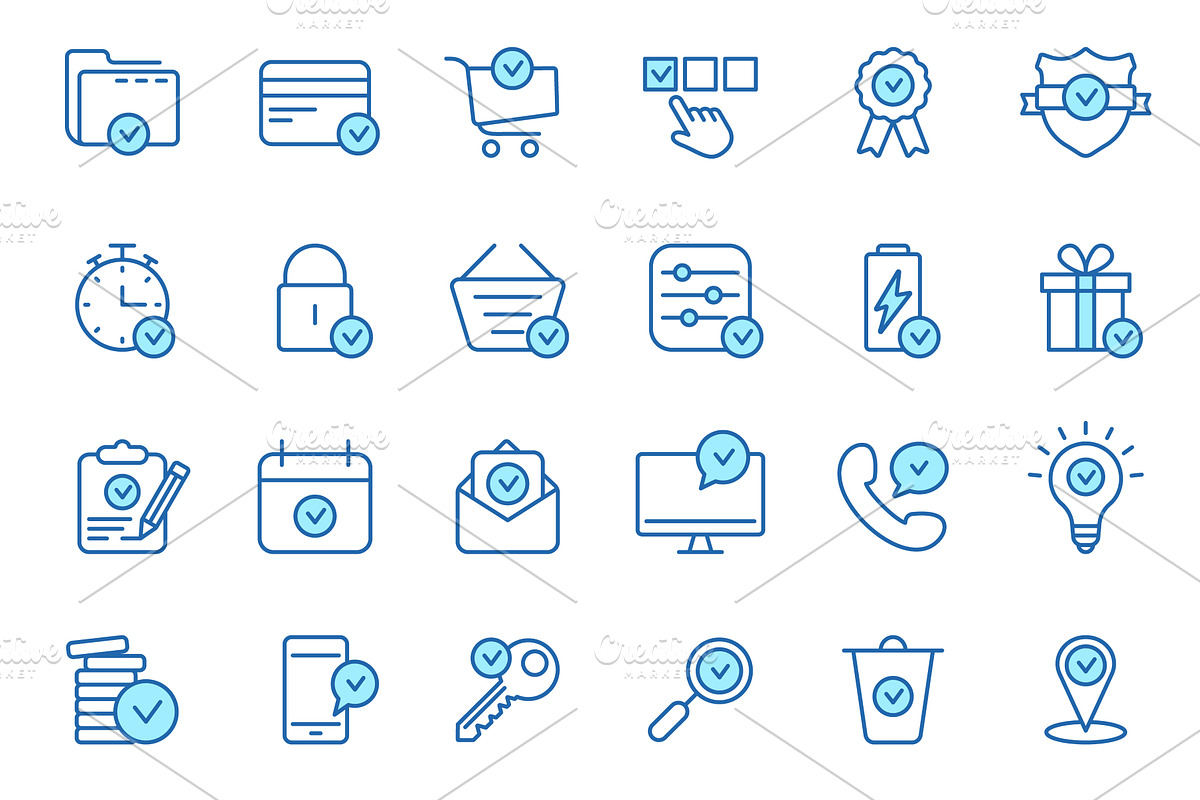 Set of Approve Line Icons, an Object Illustration by Vector Creator