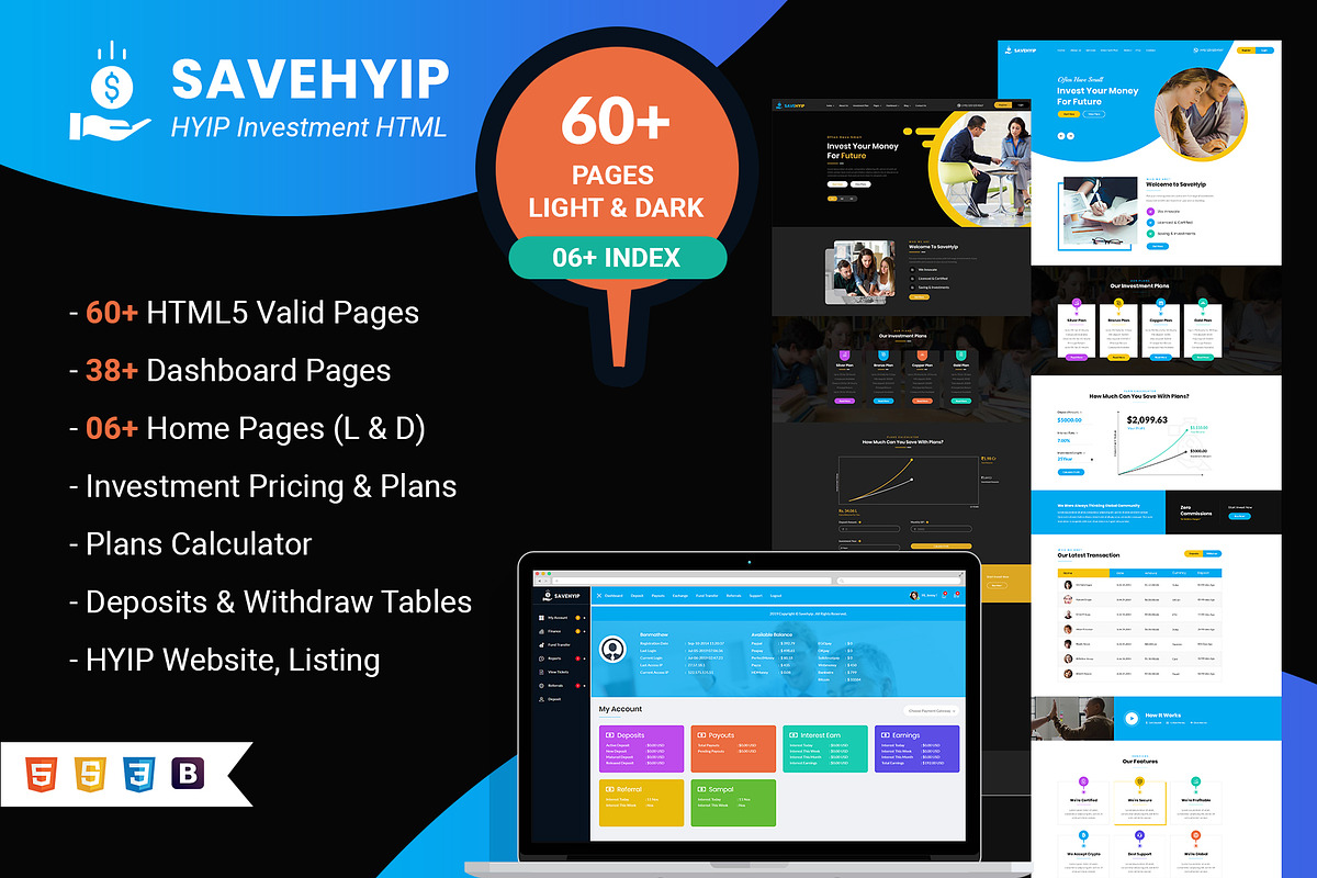 SaveHyip Investment HTML Template, a Bootstrap Template by Webstrot Technology (Photo 1 of 4)