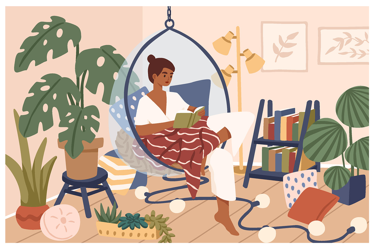 Woman relax at cozy home, a Person Illustration by Good Studio (Photo 1 of 3)
