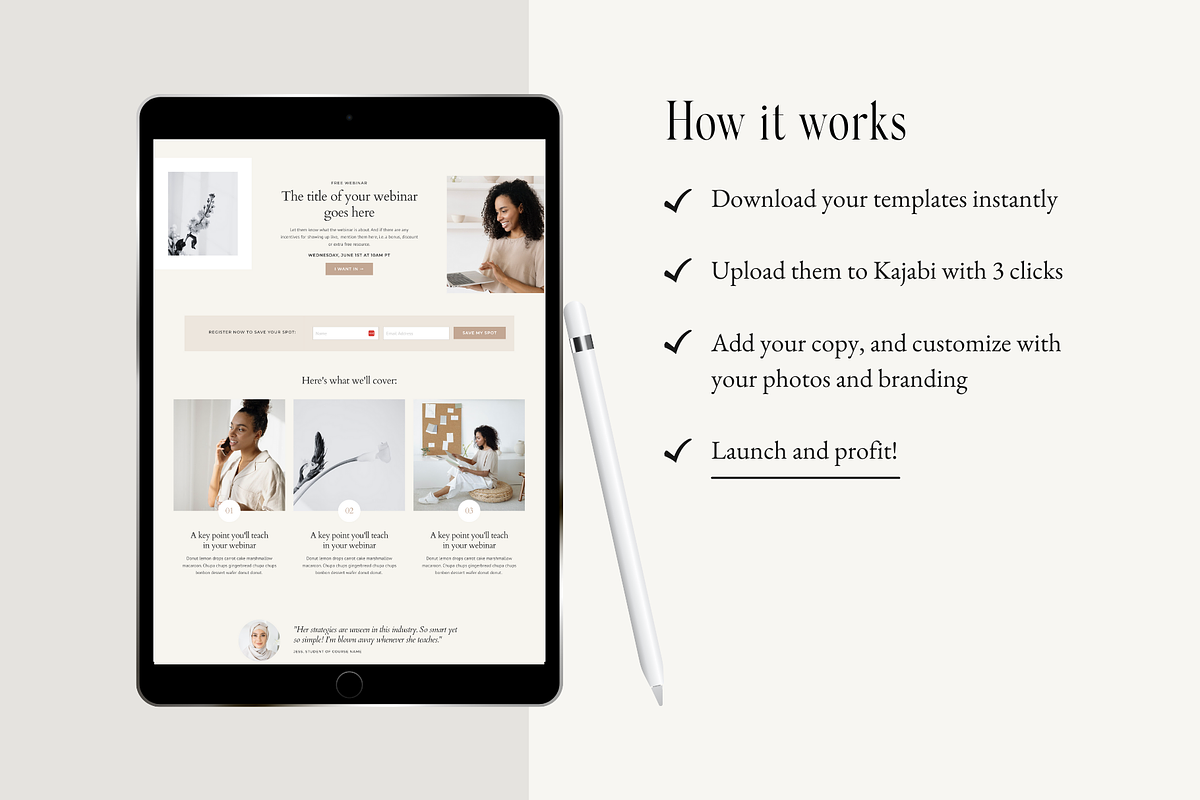 Kajabi Template Webinar Bundle, a Landing Page Template by Pixel & Flow (Photo 5 of 10)
