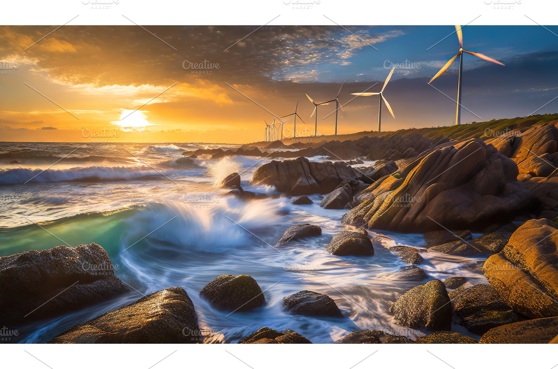 A rocky coastline at sunset with, a Nature Photo by Igor Tichonow