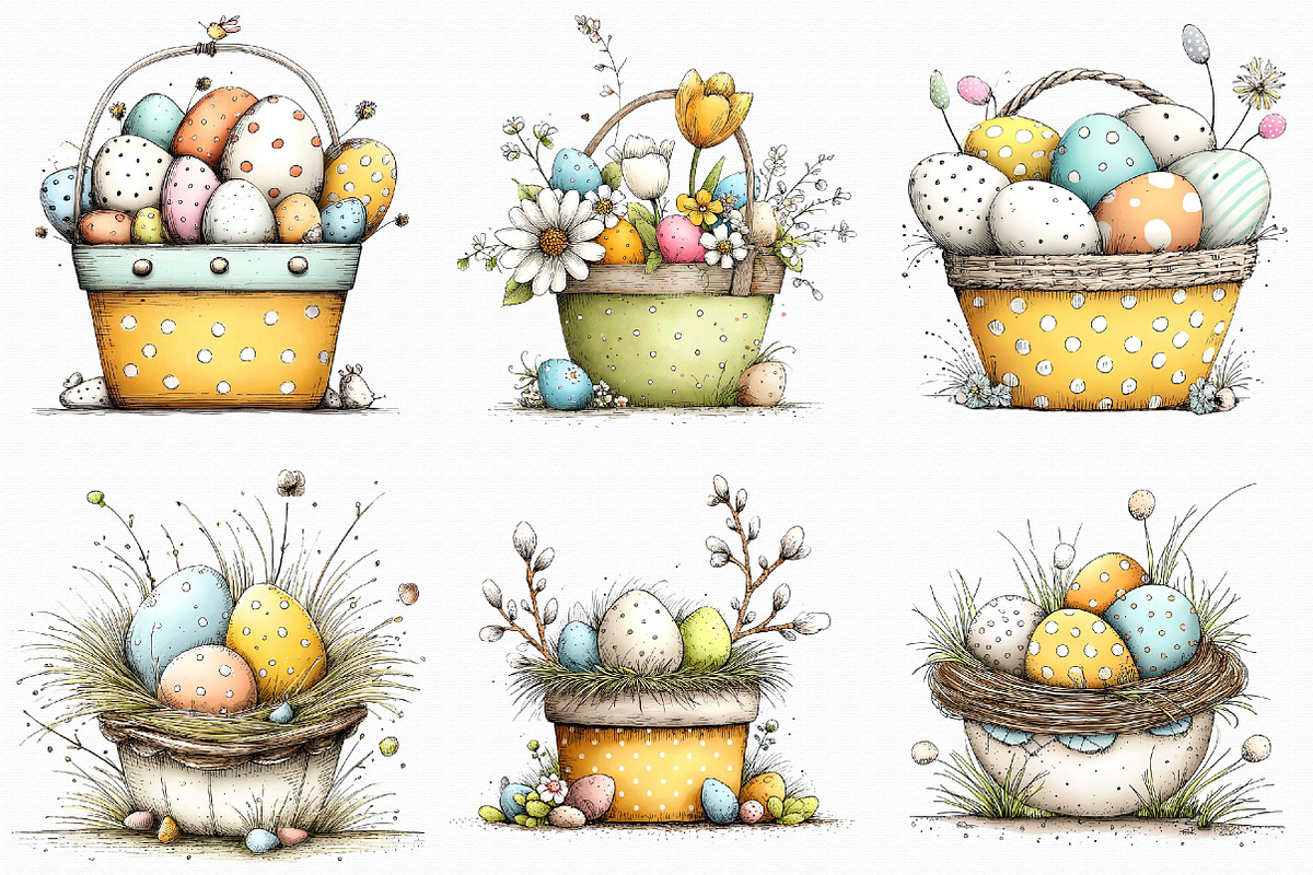 Easter Basket Clipart Set, an Illustration by Libby Wishes (Photo 2 of 8)
