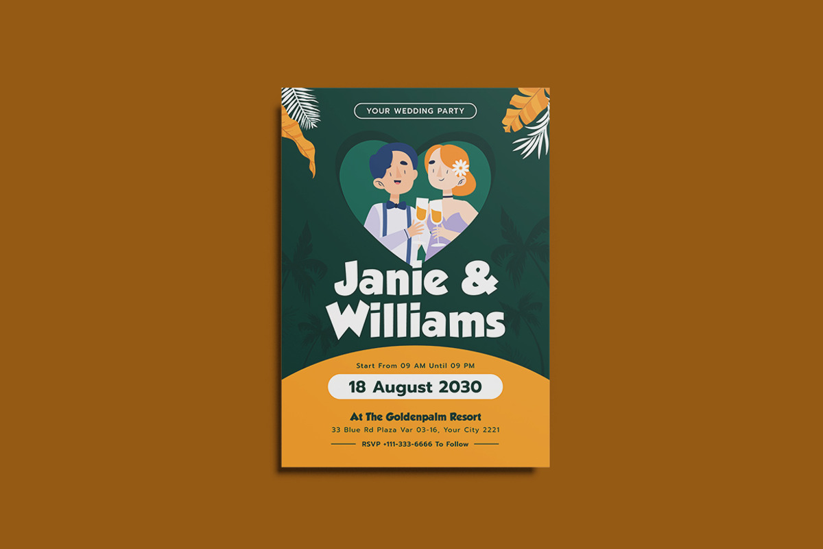 Darling Wedding Invitation Template, an Invitation Template by iDoodle Studio (Photo 2 of 4)