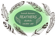 Feathers hand drawn set, a Decorative Illustration by Tierre3012 (Thumbnail 1 of 5)