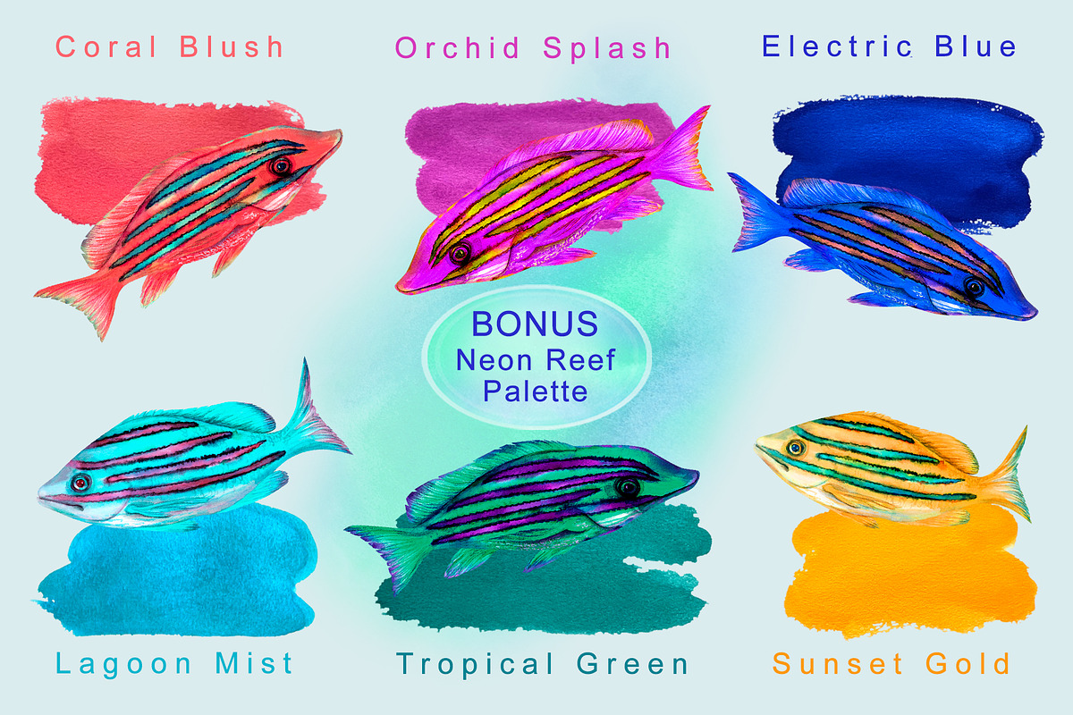Neon Reef Creator Pack, an Animal Illustration by EL_SUHOVA (Photo 12 of 13)