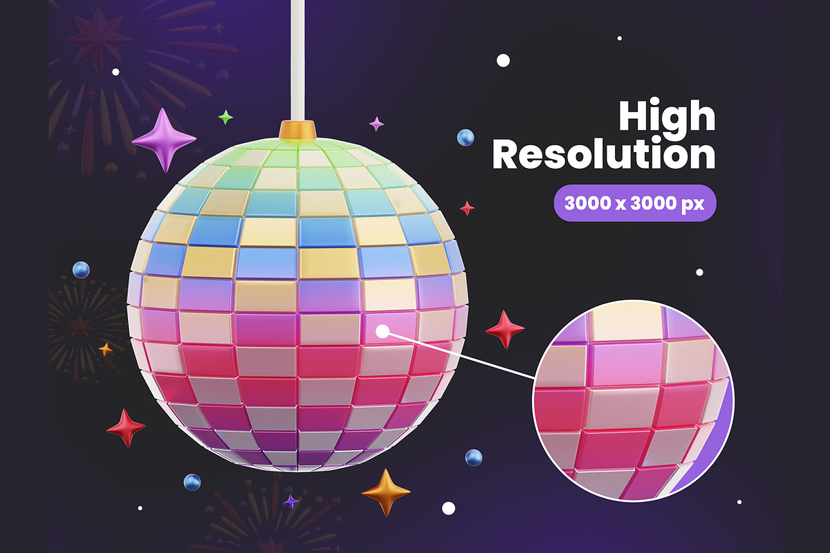 New Year Party 3D Icons, an Object 3D Model by Rakata Studio (Photo 4 of 7)