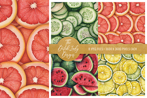 Fruit Slices Seamless Patterns