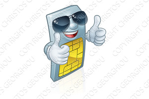 Sim Card Cool Shades Thumbs Up, a Technology Illustration by Christos Georghiou