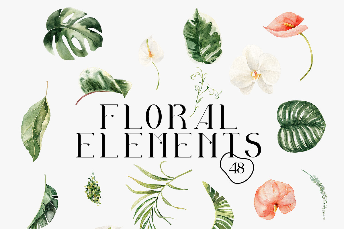 Tropical forest- watercolor greenery, a Decorative Illustration by Pamyatka Shop (Photo 13 of 13)