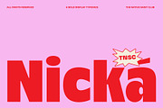 Nicka - Bold Display Sans, a Sans Serif Font by The Native Saint Club (Thumbnail 1 of 16)