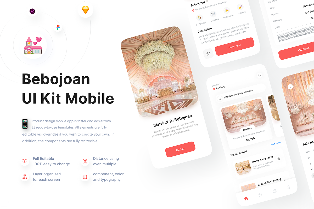 Bebojoan - UI Kit Wedding Mobile, an UI Kit Template by Korsa Agency (Photo 1 of 6)