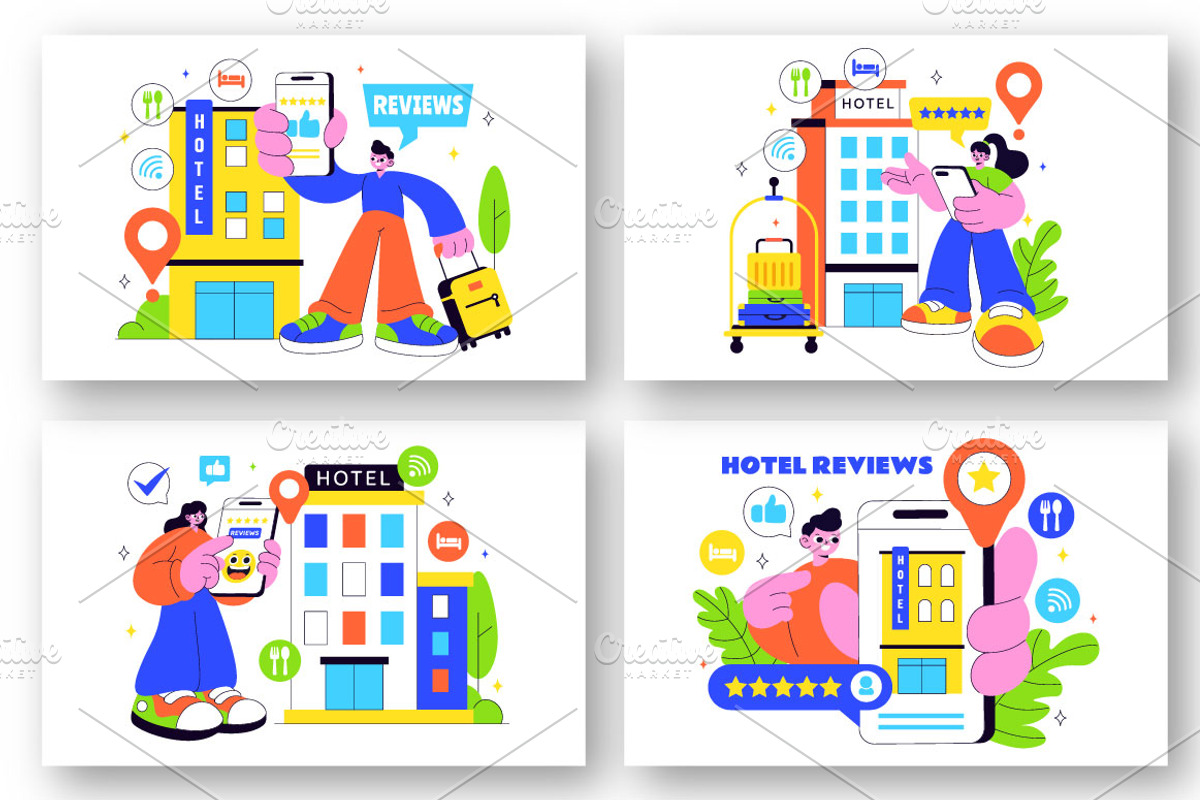 10 Hotel Reviews Illustration, a Person Illustration by denayunebgt (Photo 3 of 4)