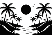 Beach sunset, silhouette bundle, an Illustration by Amazin_art (Thumbnail 2 of 7)