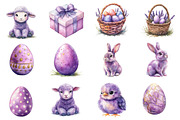 Watercolor Purple Easter Clipart, an Illustration by Dream Creation (Thumbnail 5 of 7)