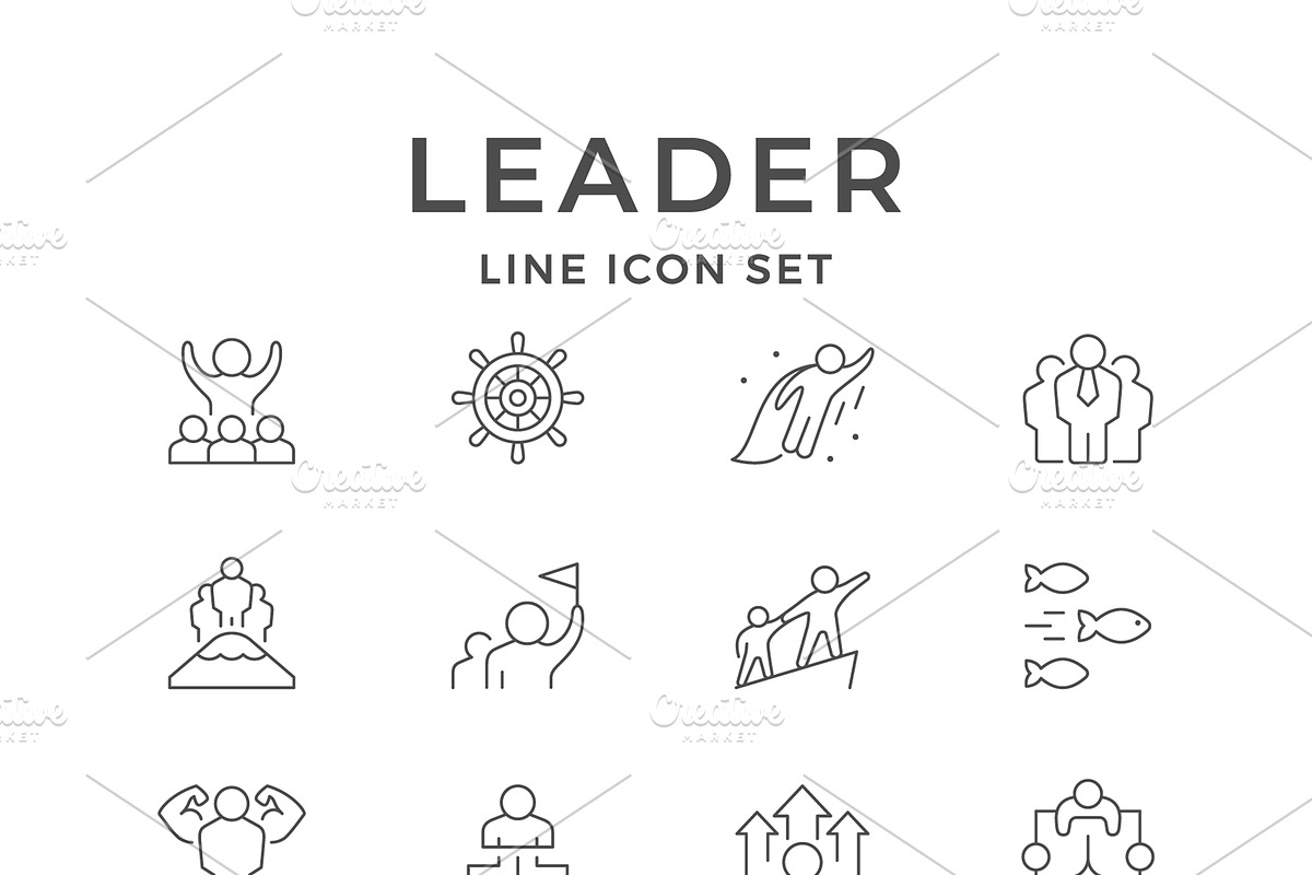 Set line outline icons of leader, an Outline Icon by motorama (Photo 1 of 2)