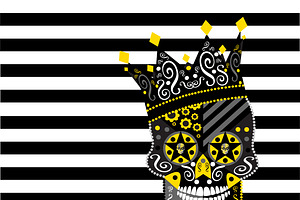 King Skull Icon Abstract With Black