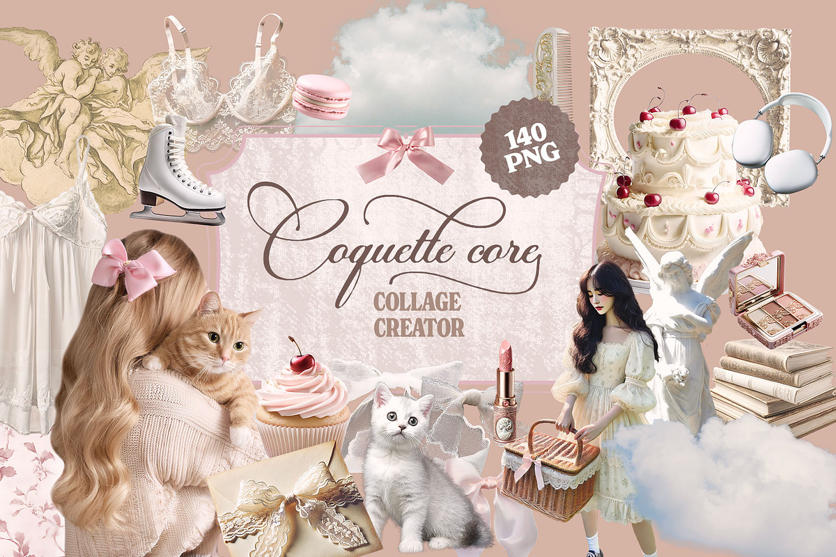 Coquette core Cottage Collage Pack, an Object Graphic by Marie T (Photo 1 of 10)