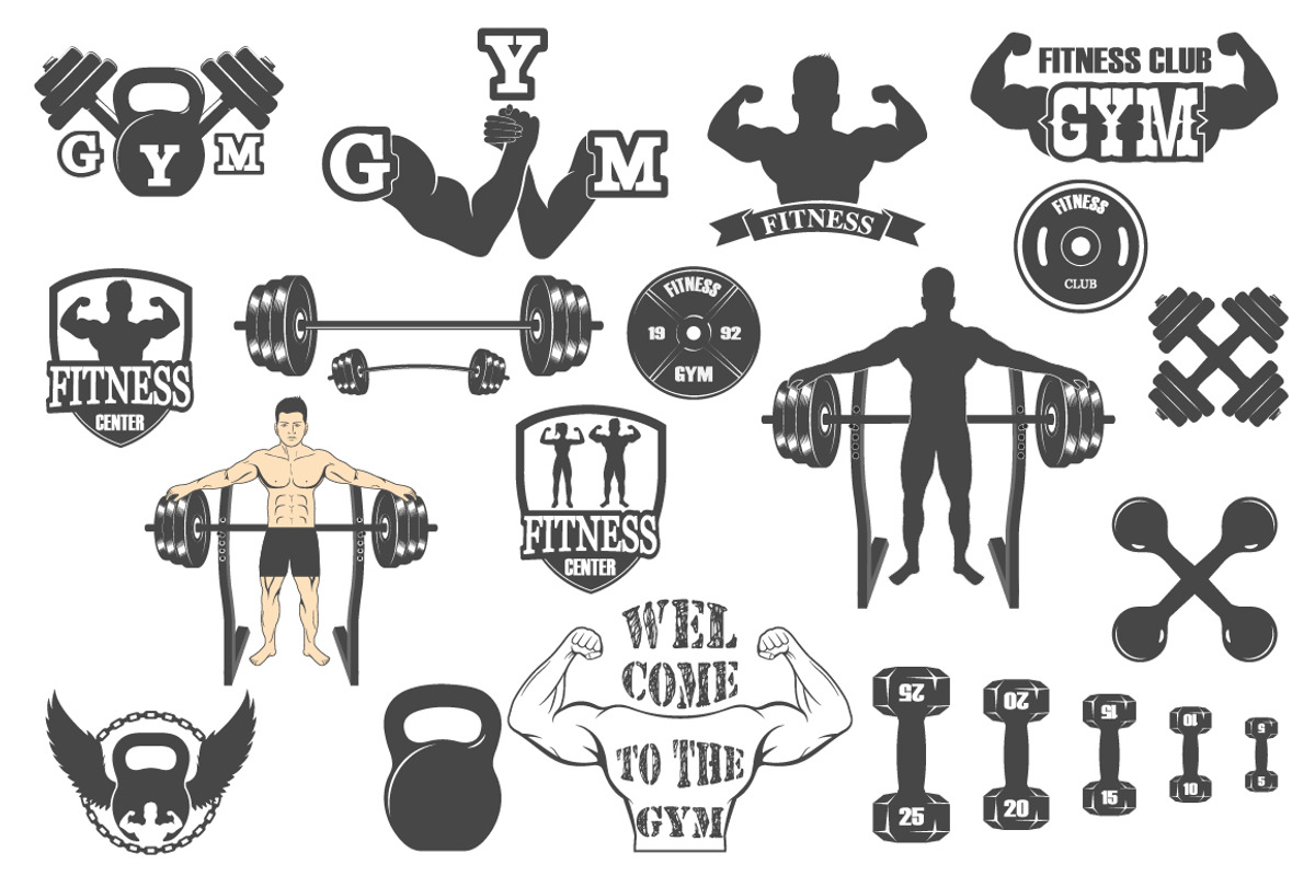Fitness gym icons, a Graphic by Tomass2015 (Photo 1 of 7)