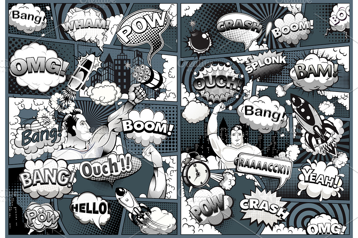 Retro comic book action scene, a Decorative Illustration by Yayasya