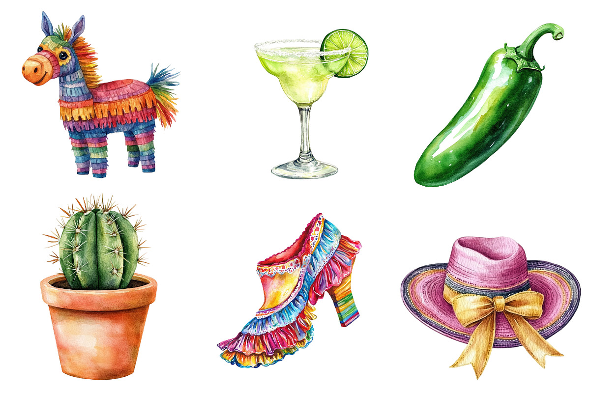 Watercolor Cinco De Mayo Clipart PNG, an Illustration by CreationArt (Photo 4 of 5)
