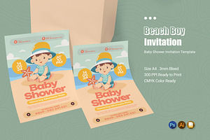 Beach Boy Baby Shower Invitation, an Invitation Template by Esensifiksi.studio