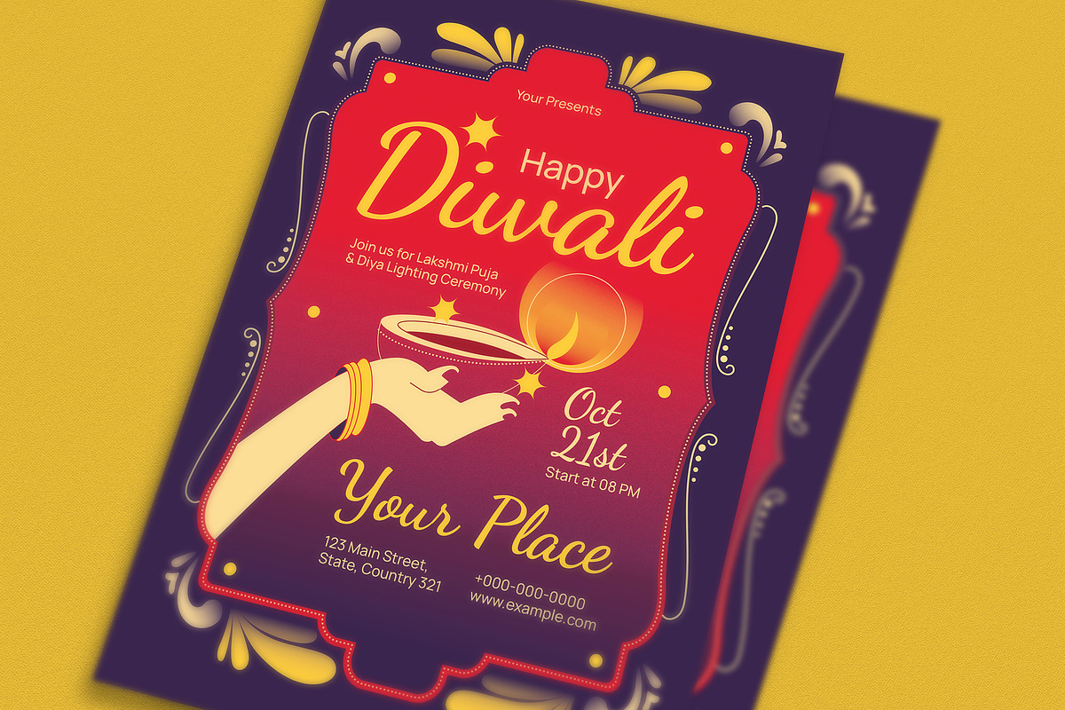 Modern Diwali Event Flyer, a Flyer Template by Guuver (Photo 2 of 3)