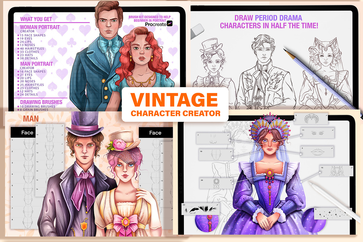 PROCREATE PORTRAIT CREATOR 5 IN 1, a Brush Add-On by AlexandraArt (Photo 3 of 7)