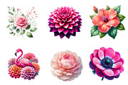 Watercolor Pink Flowers Clipart, an Illustration by Dream Creation (Thumbnail 3 of 6)