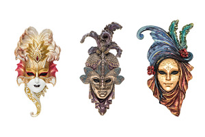 Venetian masks for venice carnival containing isolated, italian, and