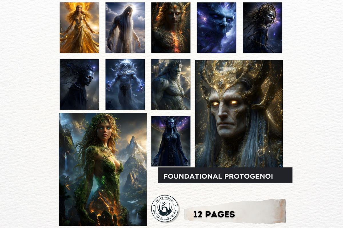 Primordial Greek Gods Digital Papers, a Person Illustration by ThatsDesignArt (Photo 5 of 10)