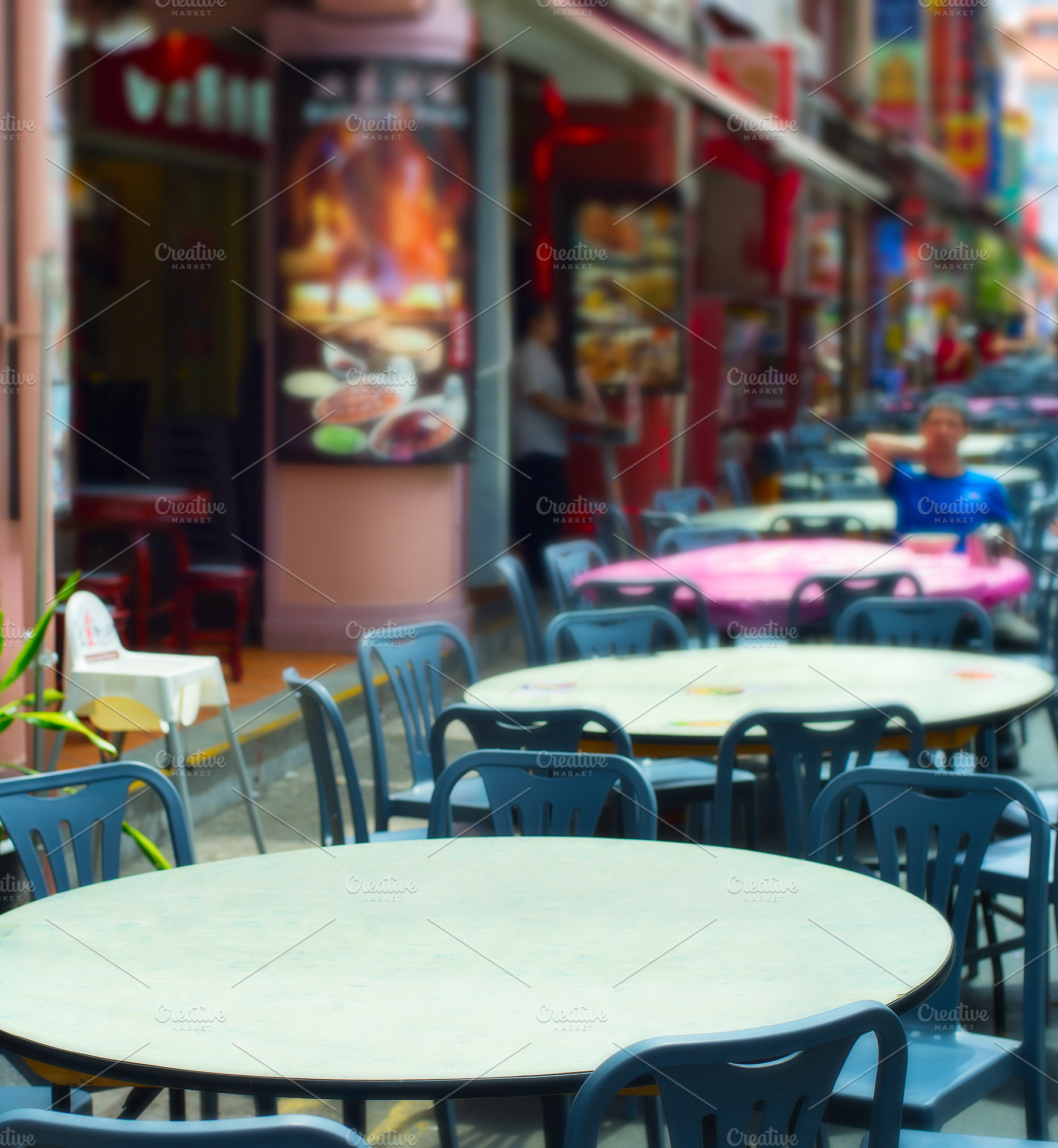 Street restaurant tables singapore containing food, singapore, and street, an Architecture Photo by joyt