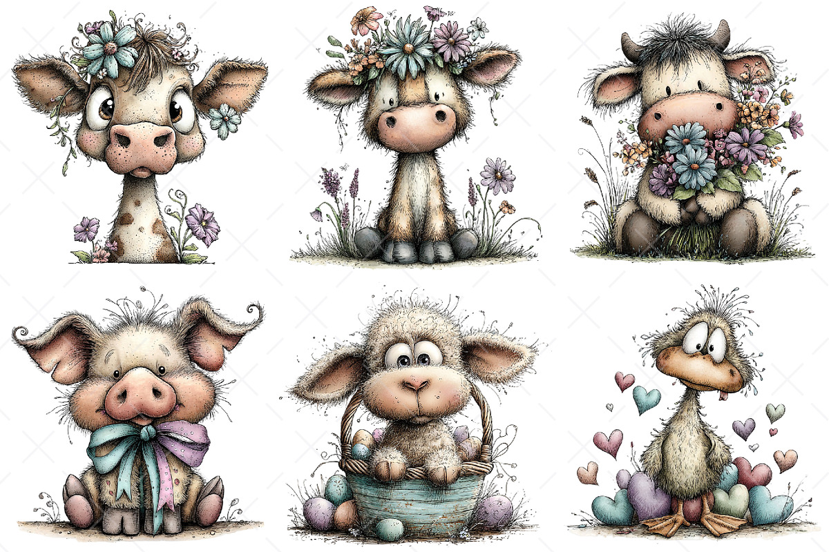 Whimsical Easter Farm Clipart, an Illustration by Craft Nest (Photo 2 of 11)
