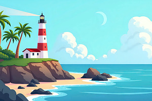 Design a coastal tropical island sce, a Photo by LOGOCREATIVE