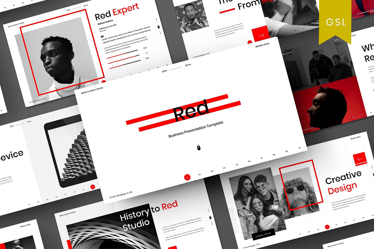 Red - Business Google Slide Template, a Presentation Template by Dens Creative Studio (Photo 1 of 6)