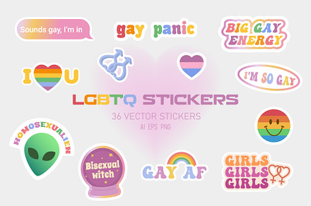 Vector LGBT rainbow symbols set., an Object Graphic by tumbalipum