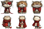 Valentine Whimsical Cat Clipart, an Illustration by DreamArtGraphic (Thumbnail 3 of 5)